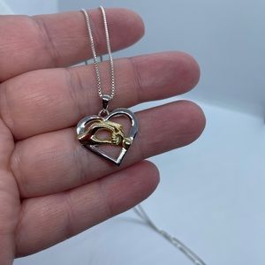 Sterling Silver Child Holding Mom Hands Heart Pendant-Perfect Gift for Mother